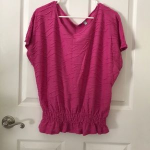 Pink Shimery top with elastic waist Large